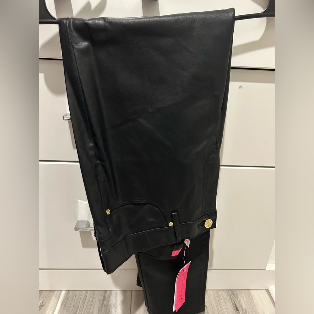 Lilly Pulitzer New Eagan High Rise Stretch Black Coated Denim Jeans Size 16